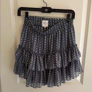 Misa Los Angeles Blue and White Bubble Mini Skirt